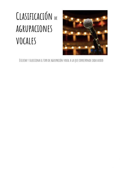 Clasificaci N De Agrupaciones Vocales Worksheet In