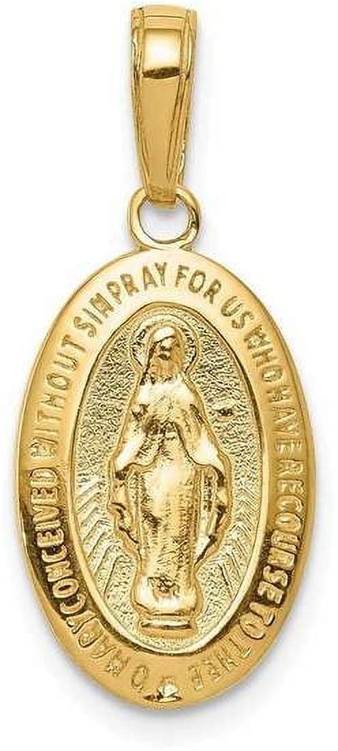 14k Yellow Gold Miraculous Medal Pendant M1431 Walmart