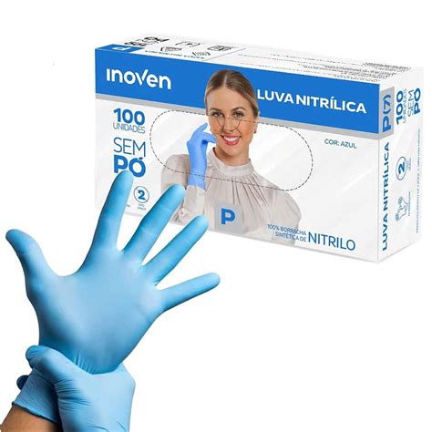 Luva Nitrilica Azul Caixa 100 Un Inoven Cosméticos Natalia