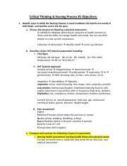 Nursing Process Test 1 Objectives Docx Critical Thinking Nursing