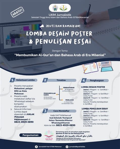 Ukm Jurnalistik Putri Stiba Makassar Gelar Lomba Desain Poster Dan Penulisan Esai Stiba Makassar