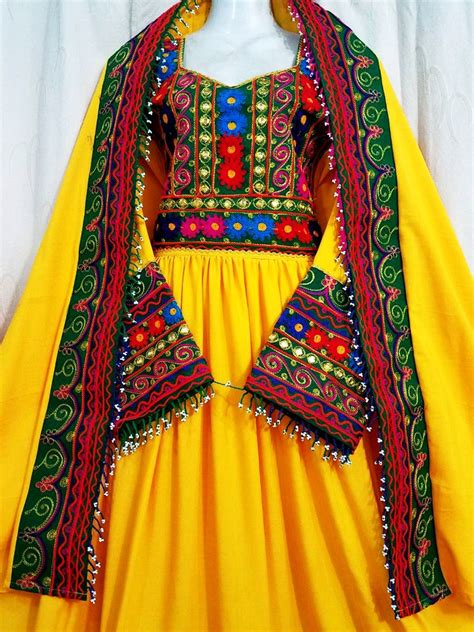 Buy New Afghani Dress In Yellow Color Pashtun Persian Bridal Clothes