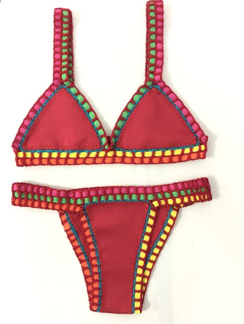 Women Red Crochet Bikini Sexy Swimwear Bathing Suit New Swimsuit Buy Bikini Crochet Bikini