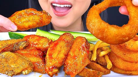 Asmr Buffalo Wild Wings Flats Only Onion Rings Mukbang Eating Sounds