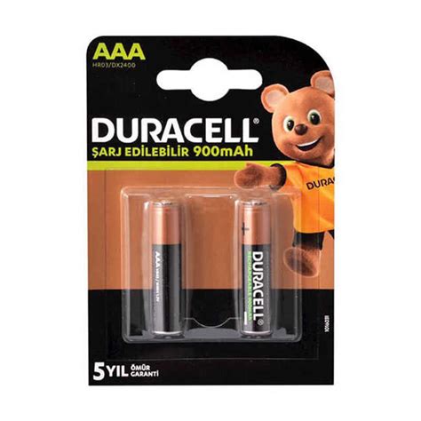 Duracell Şarj Edilebilir AAA İnce Kalem Pil 900 mAh 2 li Paket