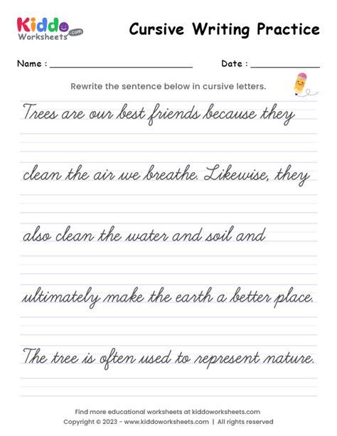 Free Printable Cursive Writing Worksheet 4 - kiddoworksheets