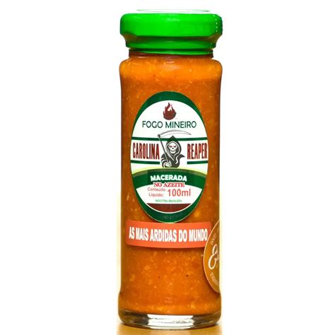 Molho De Pimenta Carolina Reaper Macerada No Azeite 100ml Fogo Mineiro