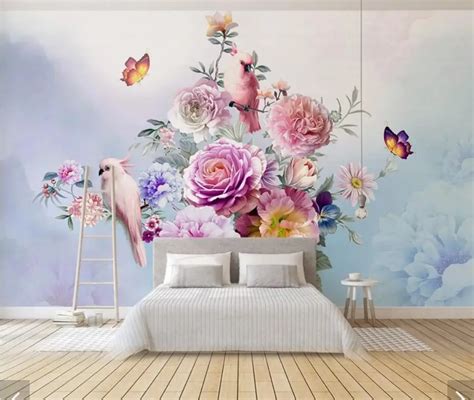 Big Flower Wallpaper Murals Large Multicolour Flowers Wall Mural