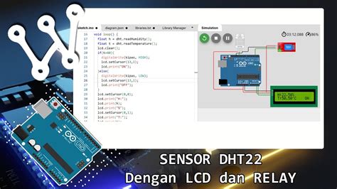 Wokwi Sensor Suhu Kelembaban Dht Dengan Lcd Dan Relay Youtube