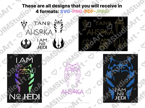 Ahsoka Bundle Ahsoka Tano Svg Pdf Png Jpeg I Am No Jedi Star