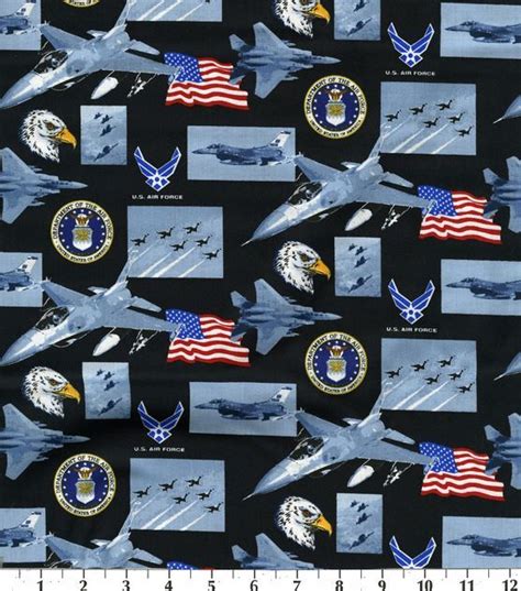 United States Air Force Cotton Fabric Allover Joann Printing On