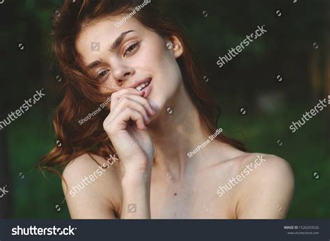 Beautiful Woman Naked Shoulders Nature Garden Stock Photo 1526203526 Shutterstock