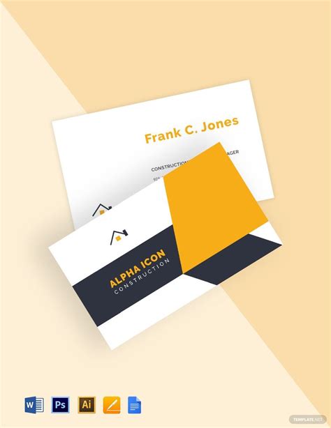 Construction Company Business Card Template in PSD, Pages, Word ...