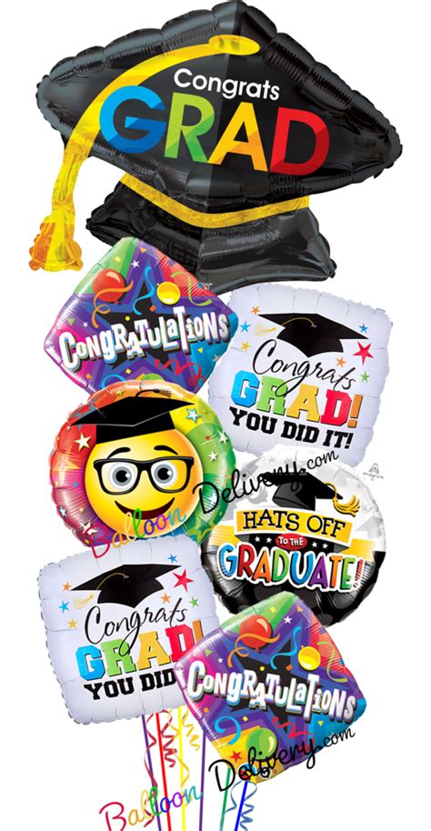 Graduation Congrats Grad Cap Mylar Balloon Bouquet