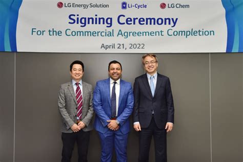 Li Cycle Completes Commercial Agreements With Lg Chem And Lg Energy