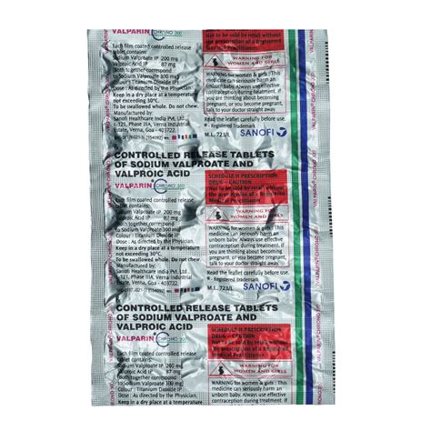 buy valparin chrono  mg tablet   side effects price