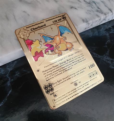 Gold 1st First Edition Charizard Pokemon Card Base Set 4 102 Etsy