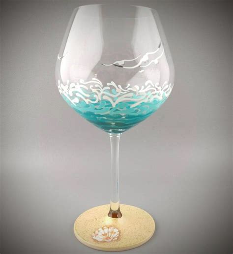 Beach Wine Glass Tropical Ocean Starfish Shell Sea Etsy Wine Glass