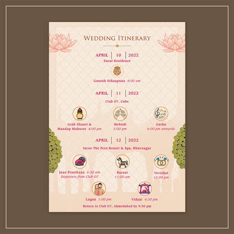 Indian Royal Wedding Itinerary Card Design Happy Invites