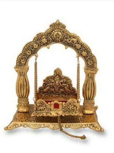 Handicraft Golden Gold Plated Metal Laddu Gopal Swing Jhula Palna