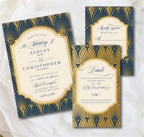 Art Deco Wedding Invitation Examples Illustrator Word Pages