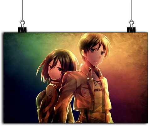 Eren Mikasa Poster Attack On Titan Eren Yeager And Mikasa Ackerman