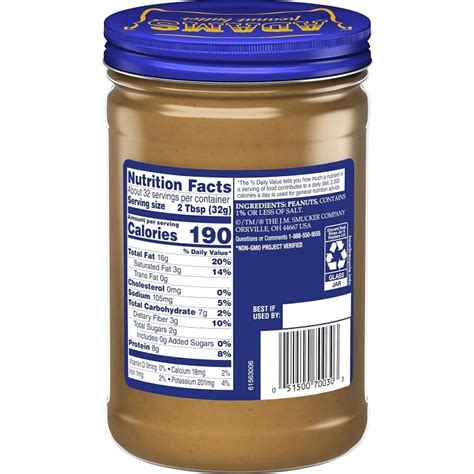 Adams 100 Natural Peanut Butter Creamy Us Foods Chefstore