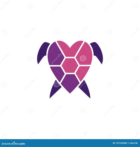 Love Heart Care Turtle Tortoise Shell Wildlife Logo Stock Vector