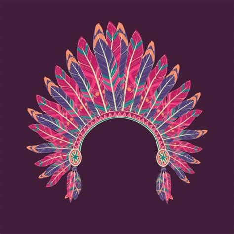 Cherokee Indian Headdress Background Illustrations Royalty Free Vector