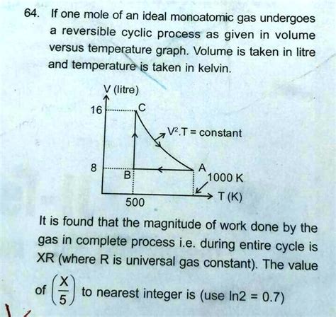 Solved If One Mole Of An Ideal Monoatomic Gas Undergoes A