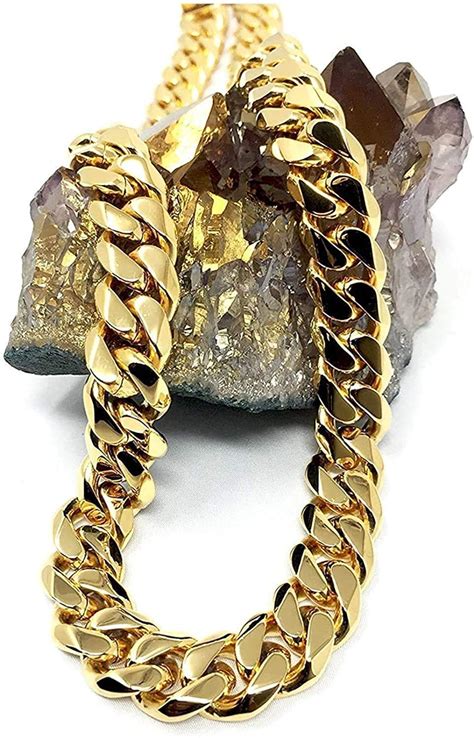 Lifetime Bling K Gold Cuban Link Chain Necklace For Men Women Real