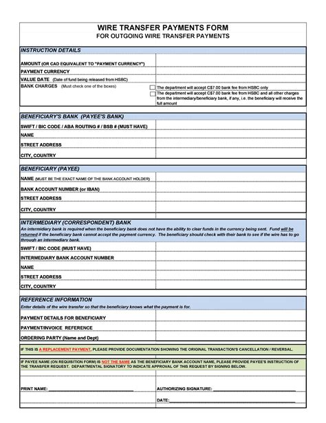 40 Wire Transfer Form Templates Pdf Word Excel