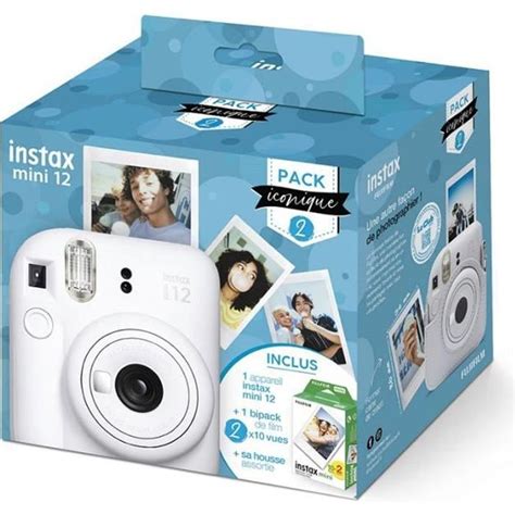 Fujifilm Appareil Photo Instantan Instax Mini Blanc Pack Iconique