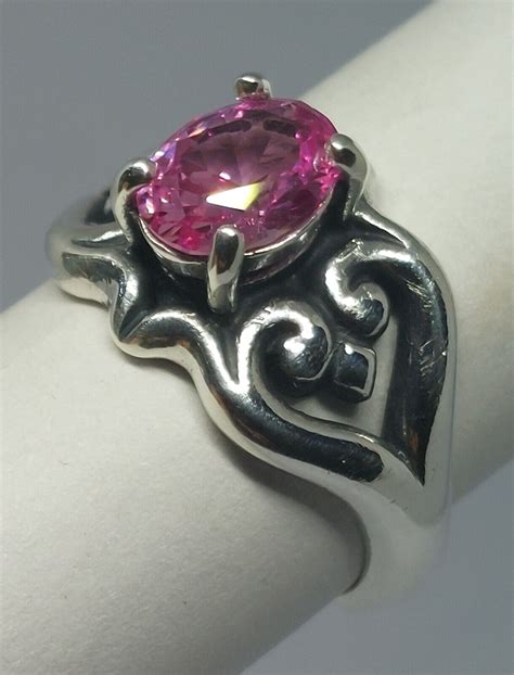 James Avery Scrolled Heart Ring With Pink Sapphire In Gem