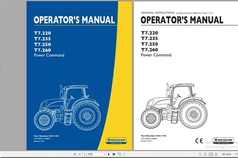 New Holand Tractor T7 220 T7 235 T7 250 T7 260 T7 270 Operator S Manual 84571736