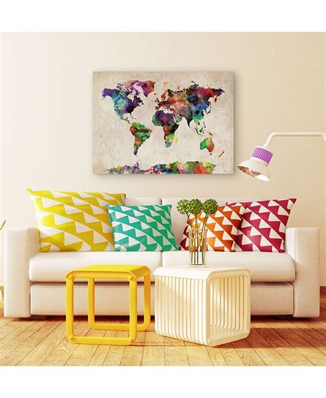 Trademark Global Michael Tompsett Urban Watercolor World Map Canvas