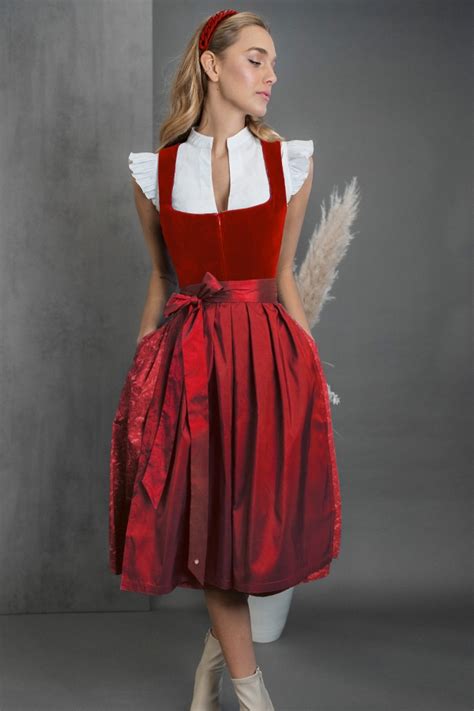 Samtdirndl Alexis In Rot Alpenherz Tracht Fashion