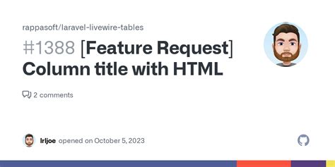 Feature Request Column Title With Html Issue Rappasoft