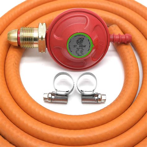 Igt 37Mbar Propane Gas Regulator 2M Hose Kit With 2 Clips 5 Year