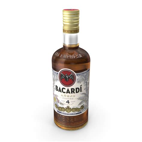 Alcohol Bottle Bacardi Anejo Cuatro Aged 4 Years Gold Rum 700ml PNG