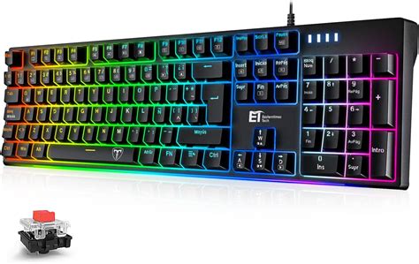 Et By Sangkee Teclado Mec Nico Espa Ol Para Juegos Interruptores Rojos