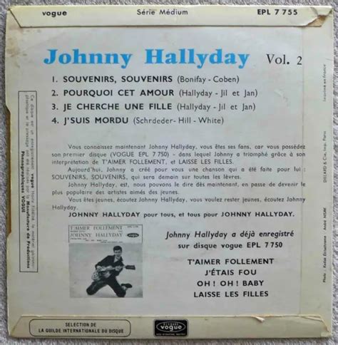 Johnny Hallyday Tours Ep Souvenirs Souvenirs Guilde Du Disque