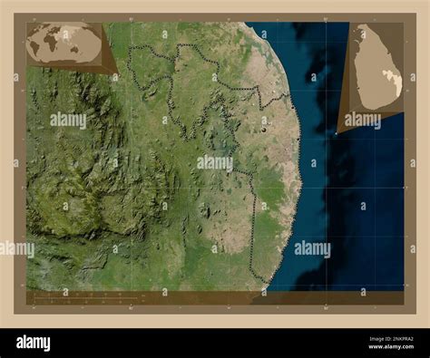 Ampara District Of Sri Lanka Low Resolution Satellite Map Locations