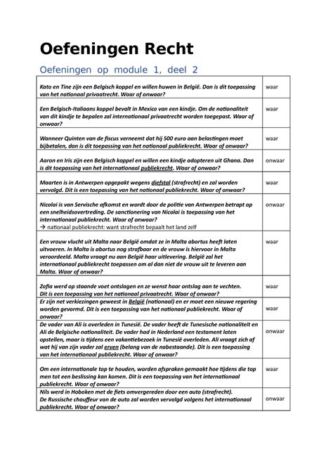 Oefeningen Recht Module 1 Oefeningen Recht Oefeningen Op Module 1