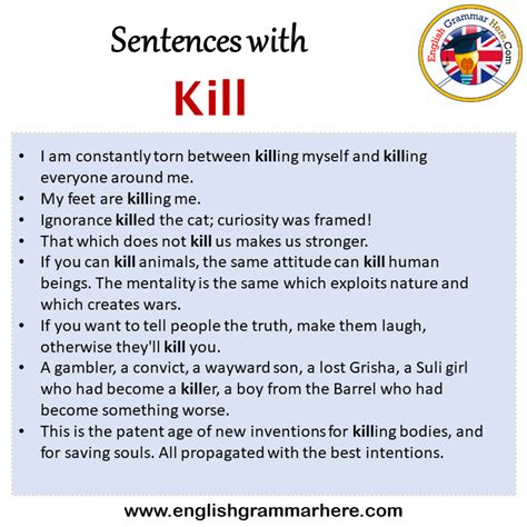 Sentences with Kill, Kill in a Sentence in English, Sentences For Kill ...