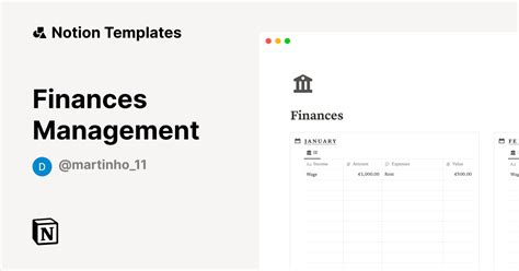 Finances Management Template By Diogo Martinho Notion Marketplace