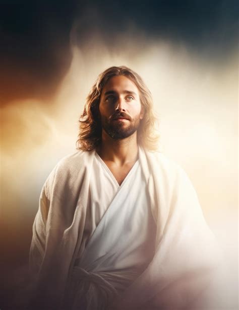 Premium AI Image Jesus Standing In Front Of A Cloudy Sky