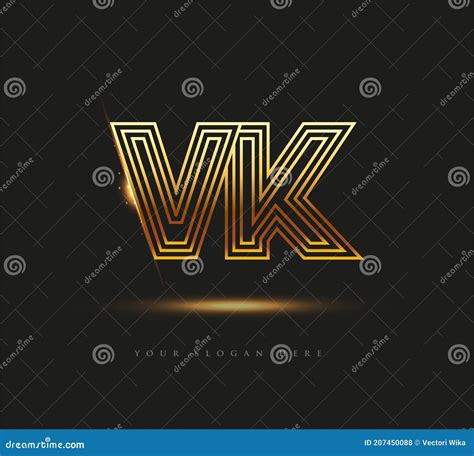 Logotipo Inicial Letra Vk Bold Logotipo Nome Da Empresa Colorida Gold