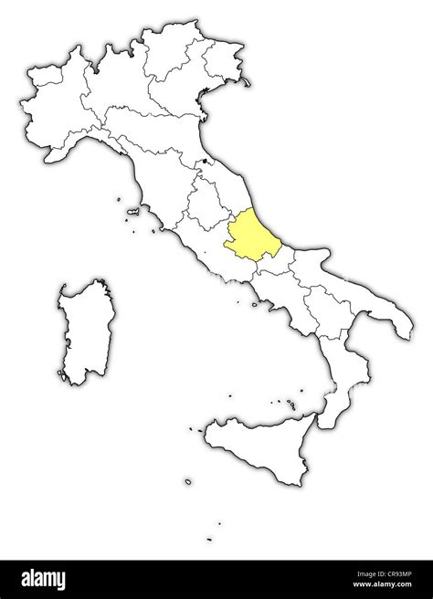 Political Map Of Italy With The Several Regions Where Abruzzo Is