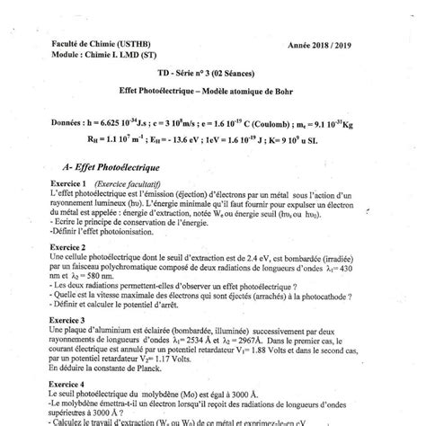 Td Chimie S Rie S Usthb Pdf Docdroid